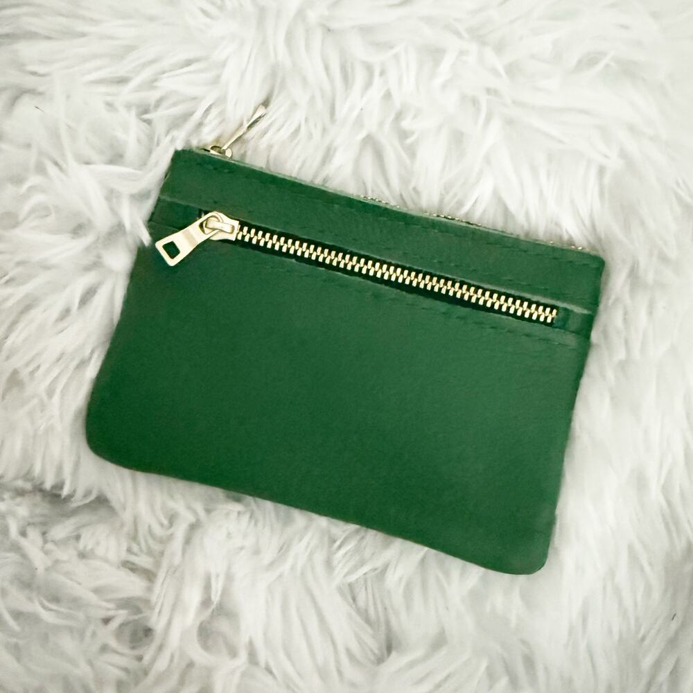 PORTLAND LEATHER | Green Double Zip Bacalar Pebbled‎ Small Wallet Authentic Rare